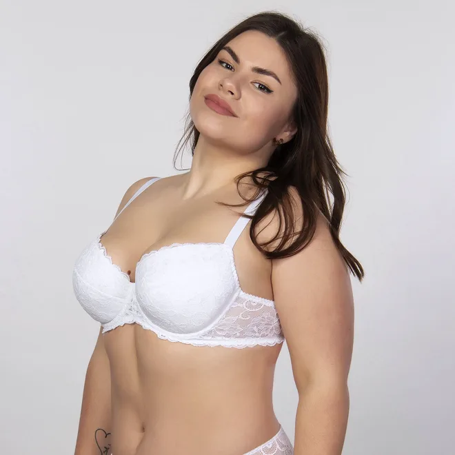 Мереживний бюстгальтер на кісточках з дубльованими чашками та вкладишами push-up - Зображення 5
