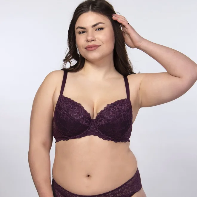 Мереживний бюстгальтер на кісточках з дубльованими чашками та вкладишами push-up - Зображення 3